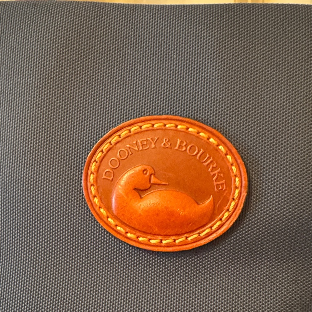 Navy Blue Dooney and BourkeTote Bag with Brown leather Accents - Picture 4 of 6